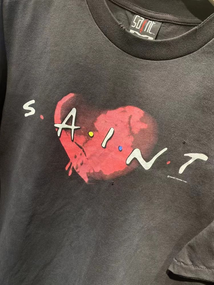 Saint Michael Destroy Love Vintage Washed VTG Short Sleeve T-Shirt for Men