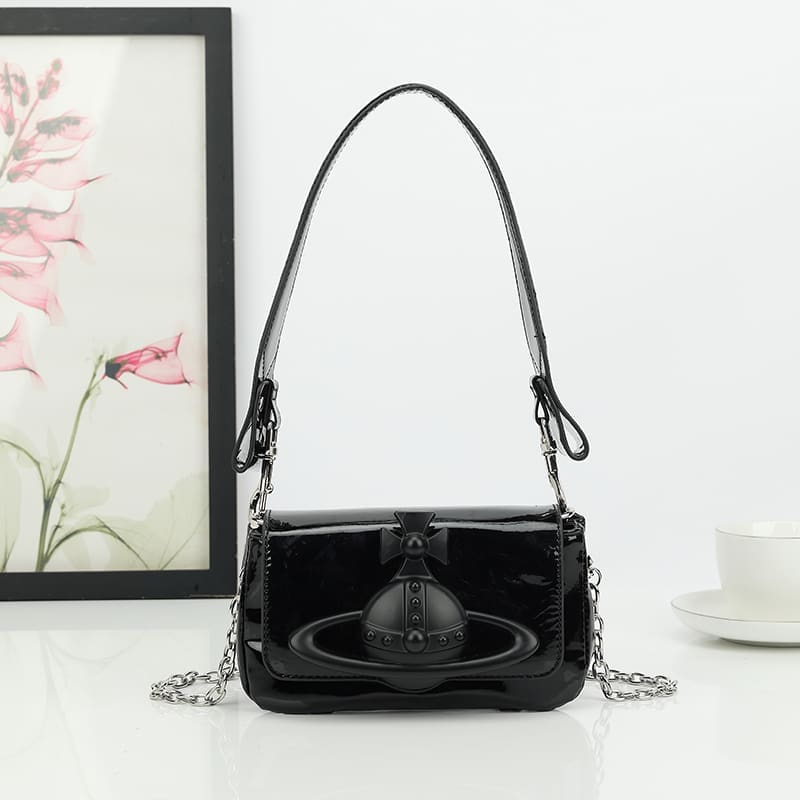 Vivienne Westwood Crocodile Pattern Small Square Bag Saturn Chain Shoulder Bag