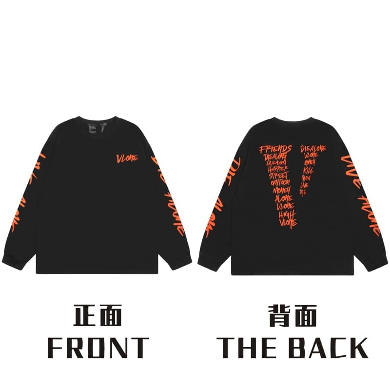 VLONE Large V Long Sleeve Undershirt for Men and Women Autumn Winter