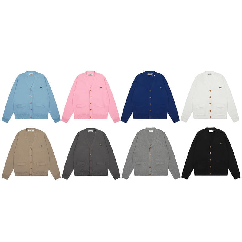 Vivienne Westwood Saturn Embroidery Loose Knitted Cardigan Sweater for Spring and Autumn