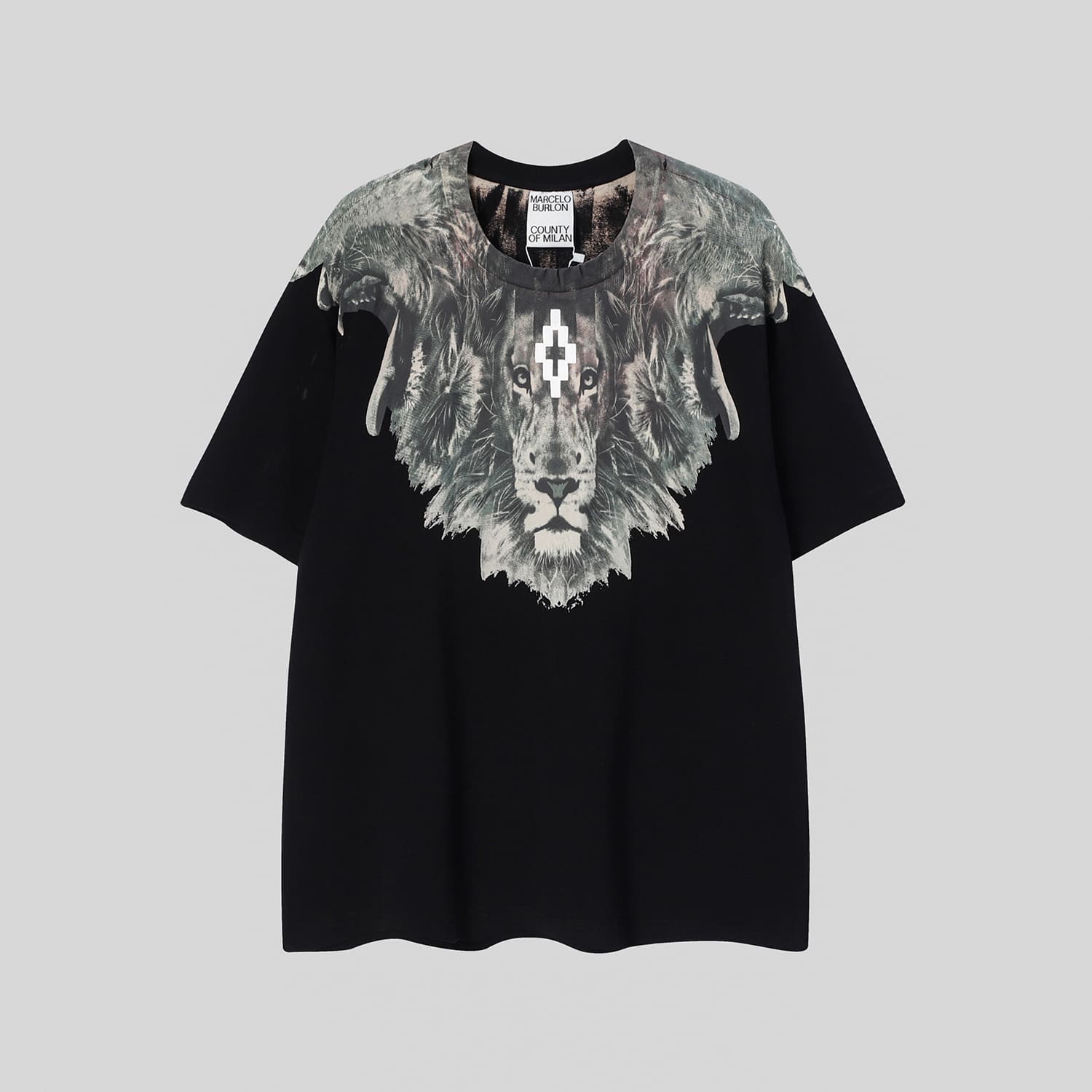 Marcelo Burlon Python Lion’s Head Feather T-Shirt Summer Couple Wear