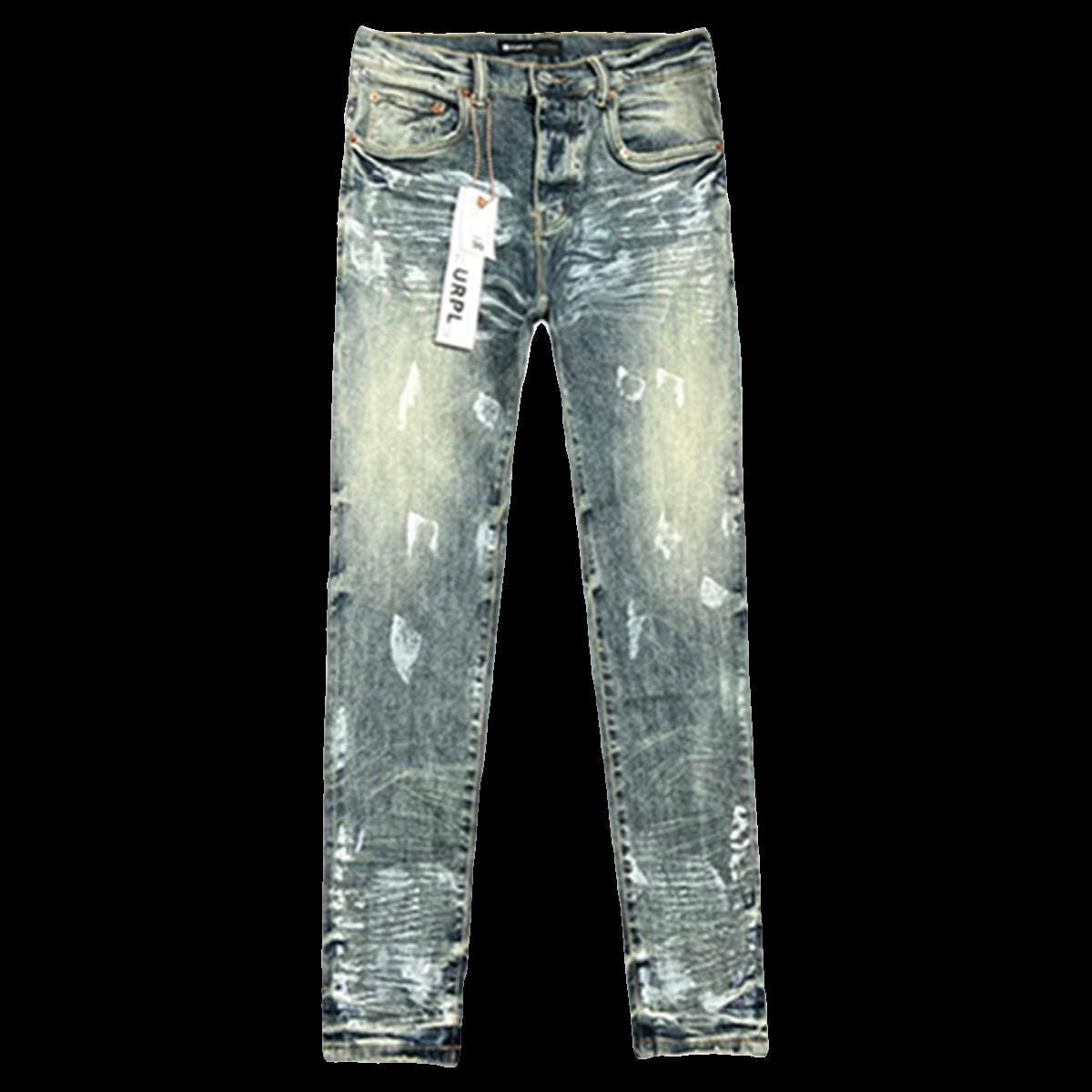 pu*re b*and slim stretch jeans with washed ink splash for men and women