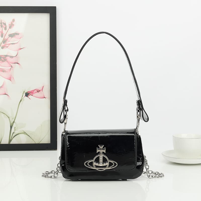 Vivienne Westwood Crocodile Pattern Small Square Bag Saturn Chain Shoulder Bag