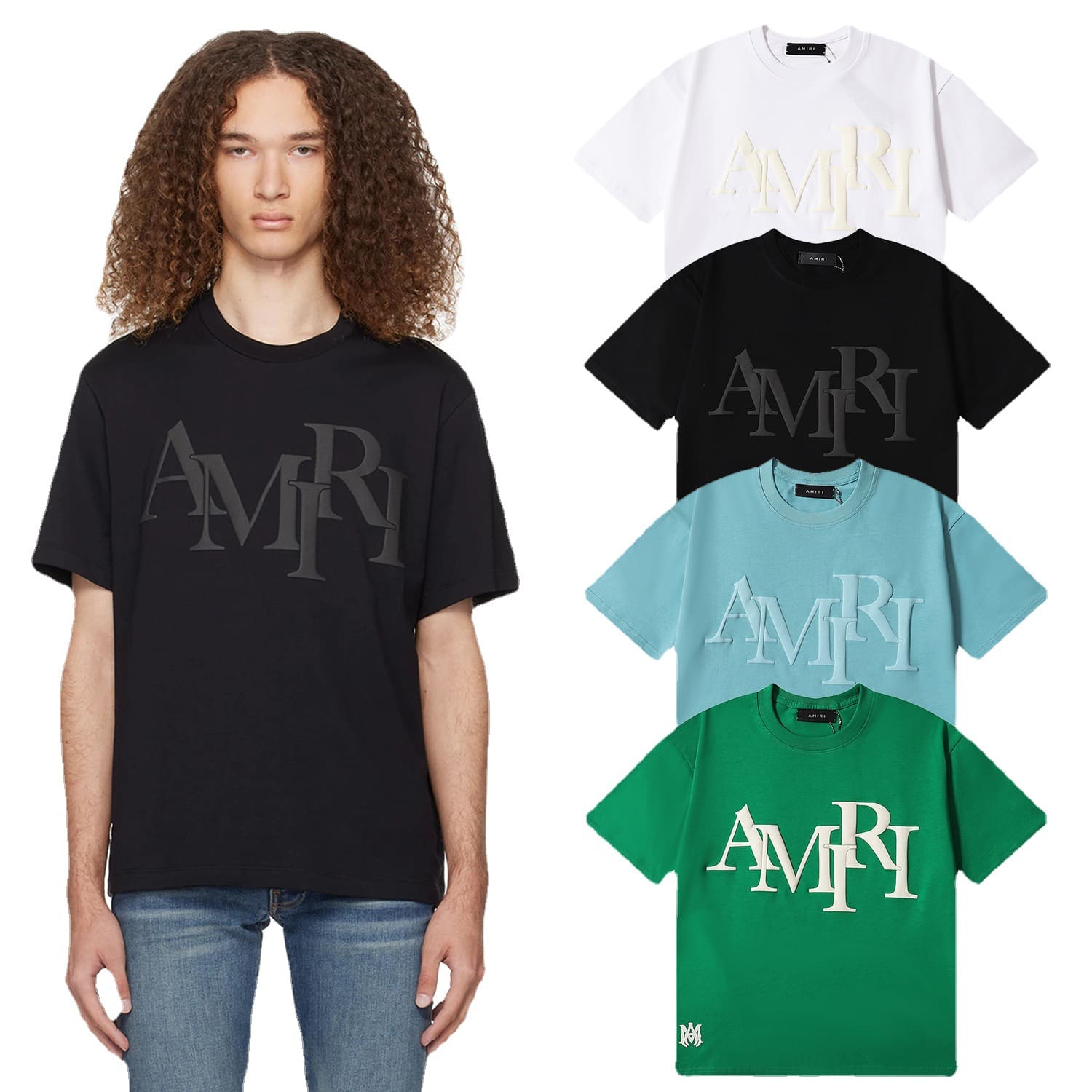 AMIRI Letter Puff Print Heavy Weight Cotton T-Shirt for Men and Women