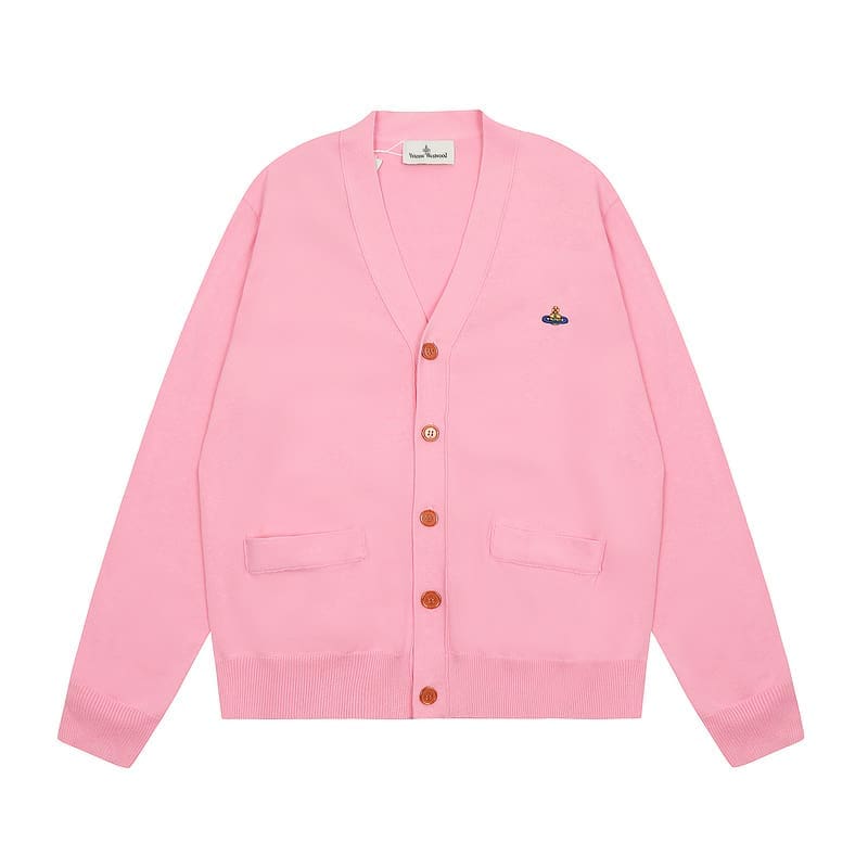 Vivienne Westwood Saturn Embroidery Loose Knitted Cardigan Sweater for Spring and Autumn