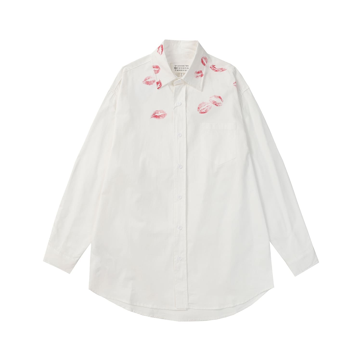 ma*s*n Ma*i*la mm6 lips lipstick print long sleeve shirt for men and women