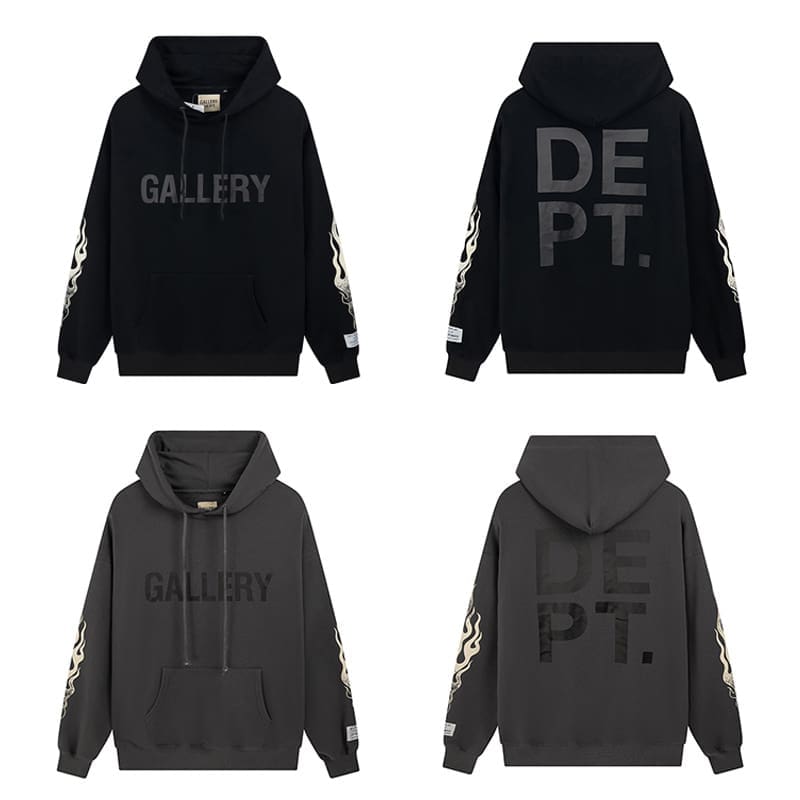 Gallery Dept Flame Print Loose Hoodie Sweatshirt