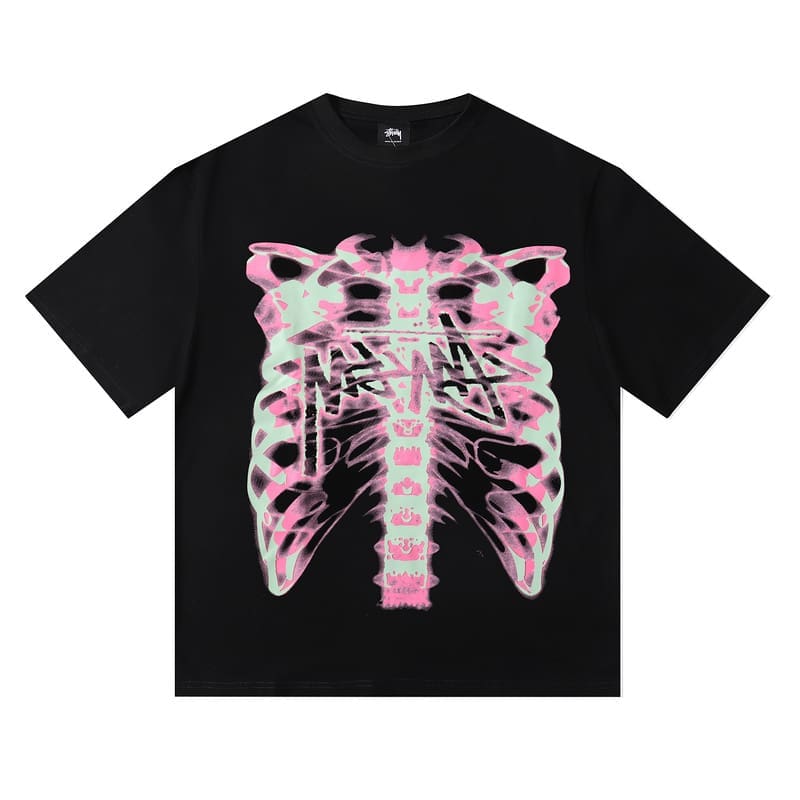 Stussy Reflective Skull Print Cotton T-Shirt Summer Edition
