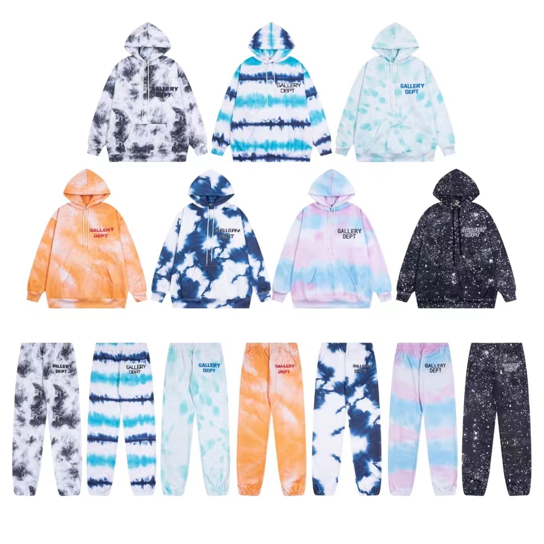 Gallery Dept High Street Tie-Dyed Hooded Sweater and Sweatpants Set for Men and Women