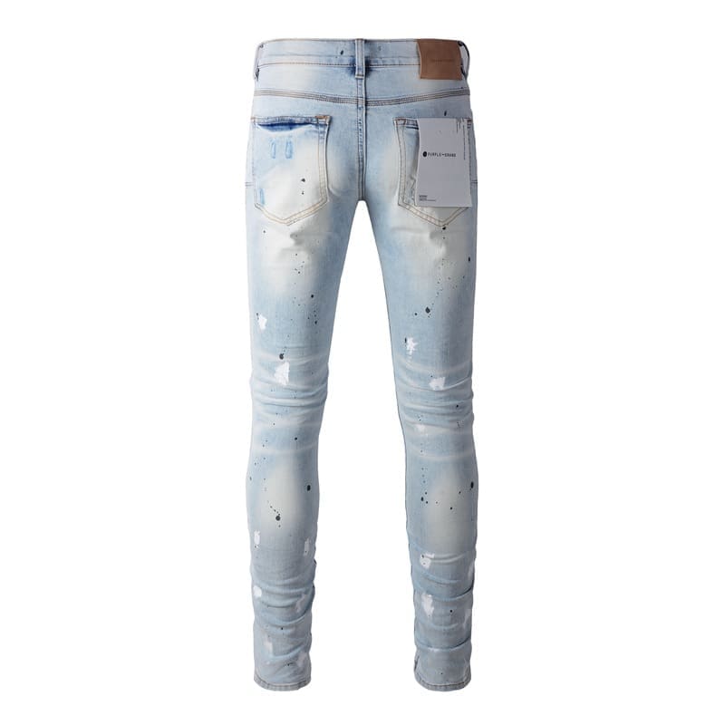 pu*re b*and blue ripped distressed jeans cross-border factory direct sales
