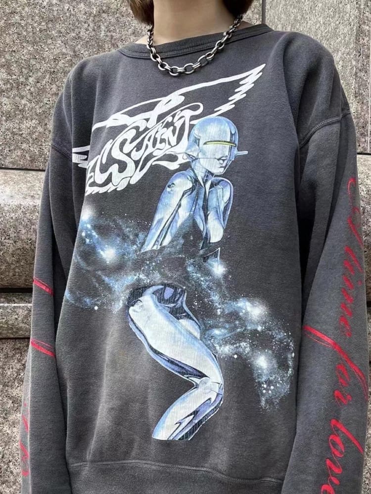 Saint Michael Kongshan Ji Retro Fleece-Lined Crew Neck Sweater for Men