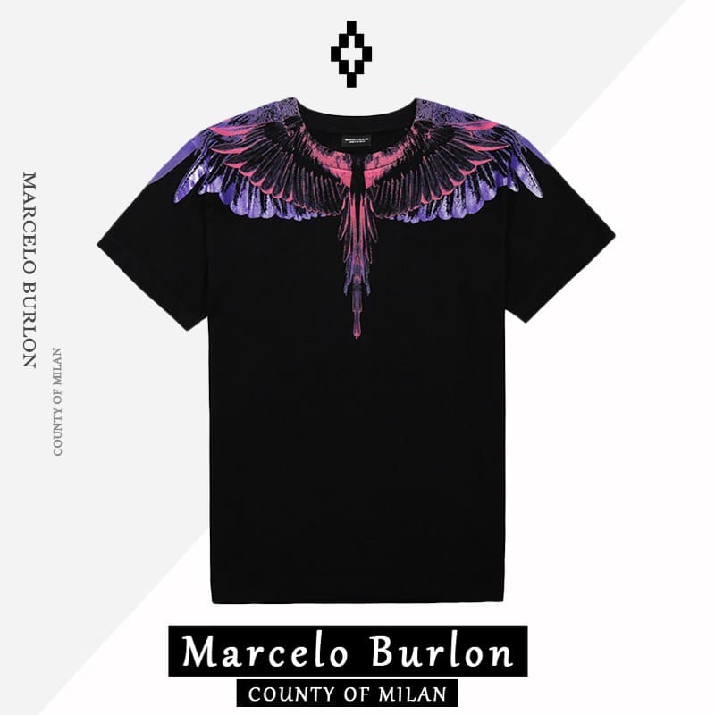Marcelo Burlon MB pink purple wings short sleeve