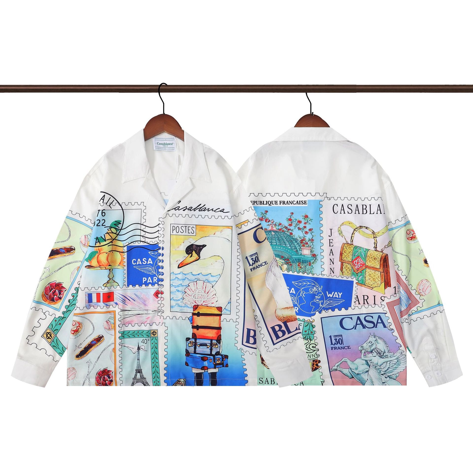 Casablanca Printed Long Sleeve Beach Shirt for Men