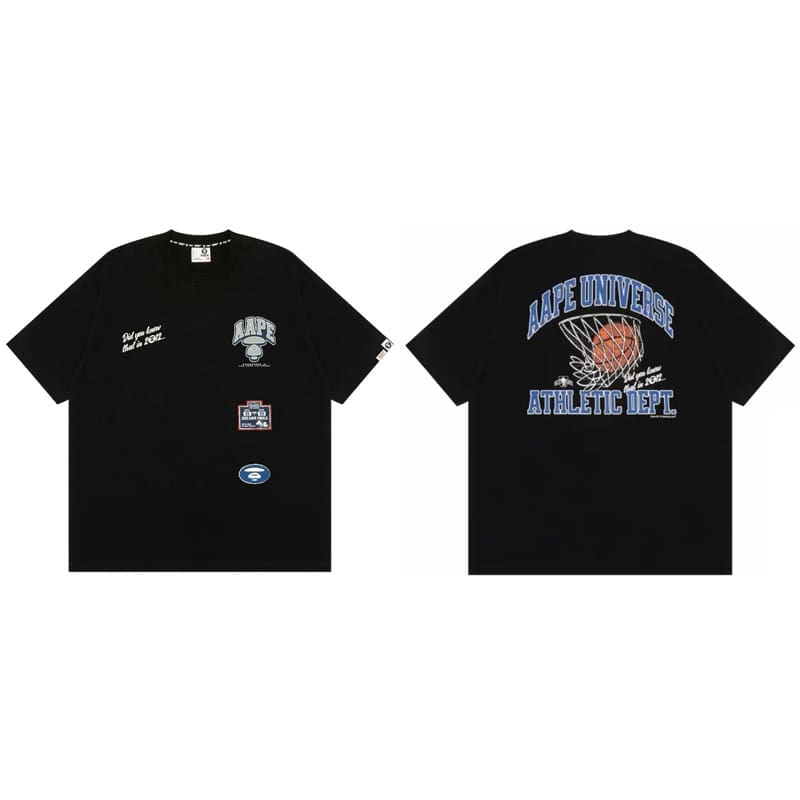 AAPE Ape Head Badge Short Sleeve Casual T-Shirt for Men and Women