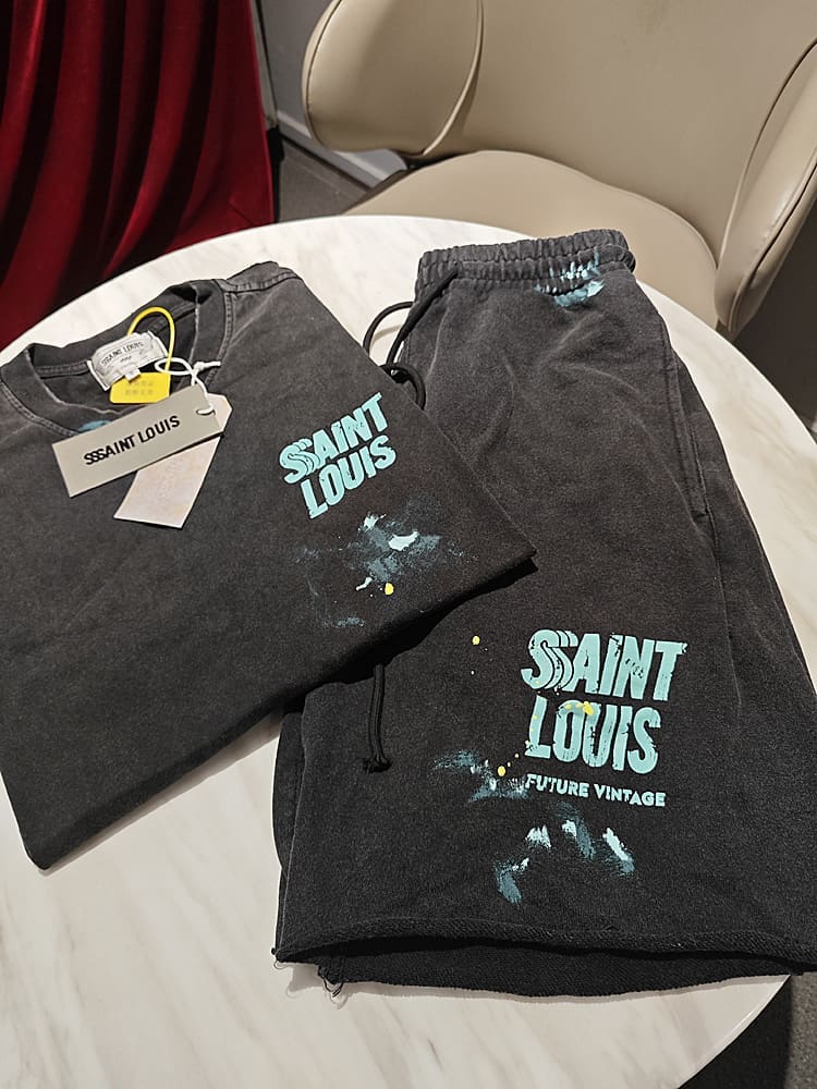 saint L**is splash-ink vintage washed vtg short sleeve t-shirt for men and women