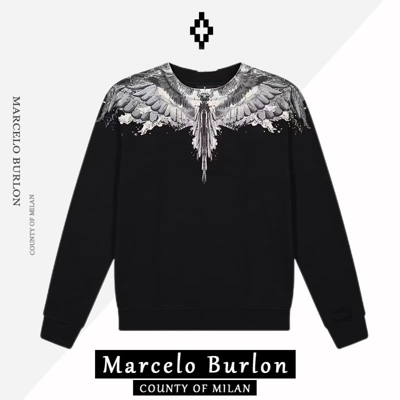 Marcelo Burlon MB splash ink water drop Wings round neck sweater