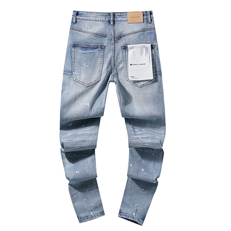 pu*re b*and ink splash retro tattered jeans for men and women