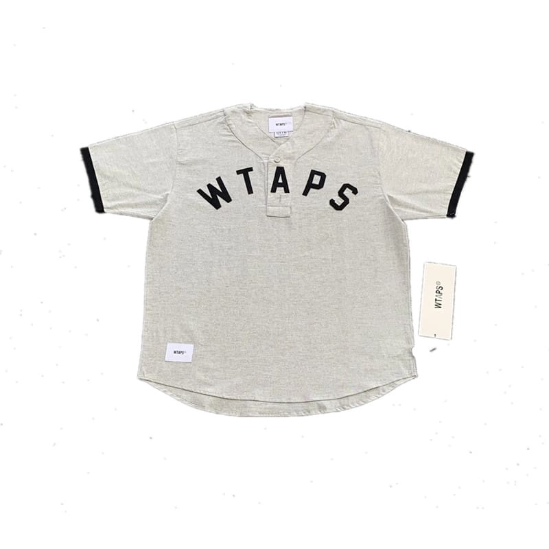 Richao Western Hills 24SS WTAPS LEAGUE COTTON letter affixed cloth embroidered T-shirt men’s short sleeve baseball shirt