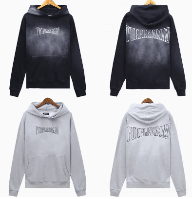 pu*re b*and logo printed washed casual hooded sweater for men and women