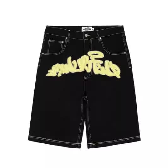 Minus Two Embroidered Denim Shorts Straight Leg Streetwear