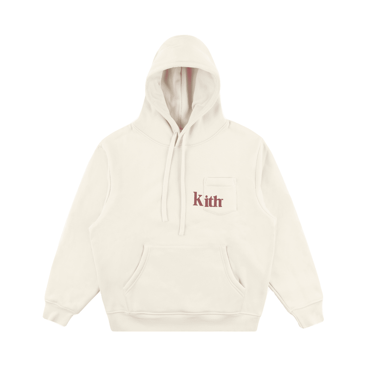2024 Kith flocking logo multi-pocket hooded sweater men’s couple fleece-lined drop-shoulder sleeve loose pullover hoodie