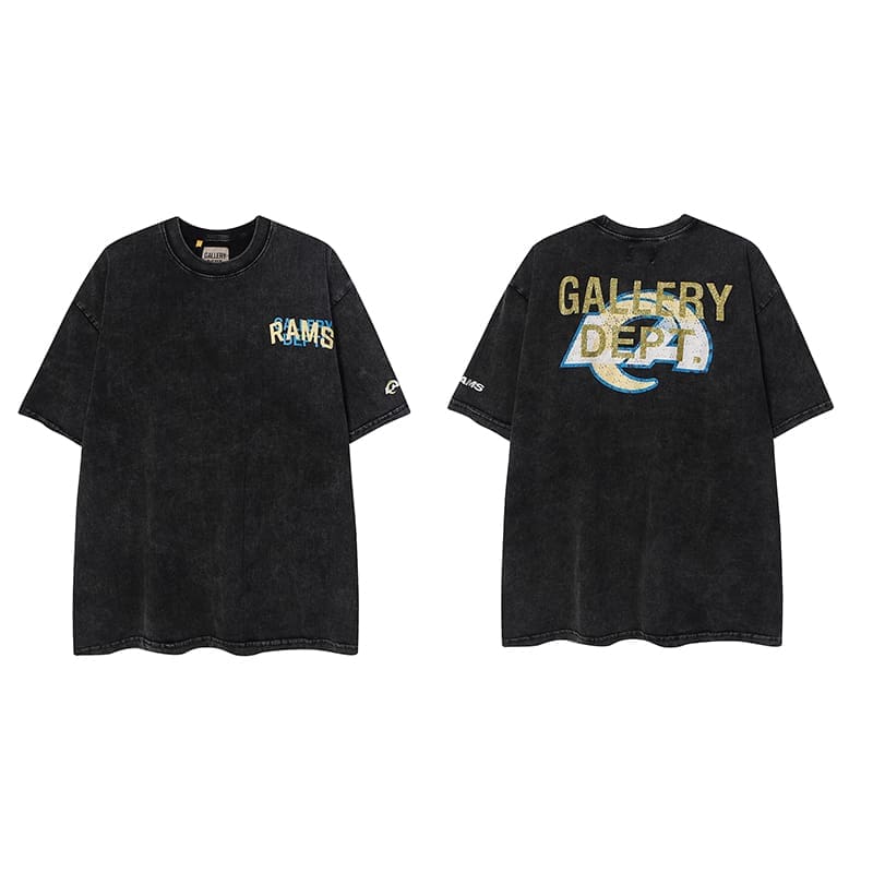 Gallery Dept Retro Paint-Splattered Graffiti Cotton T-Shirt for Men and Women