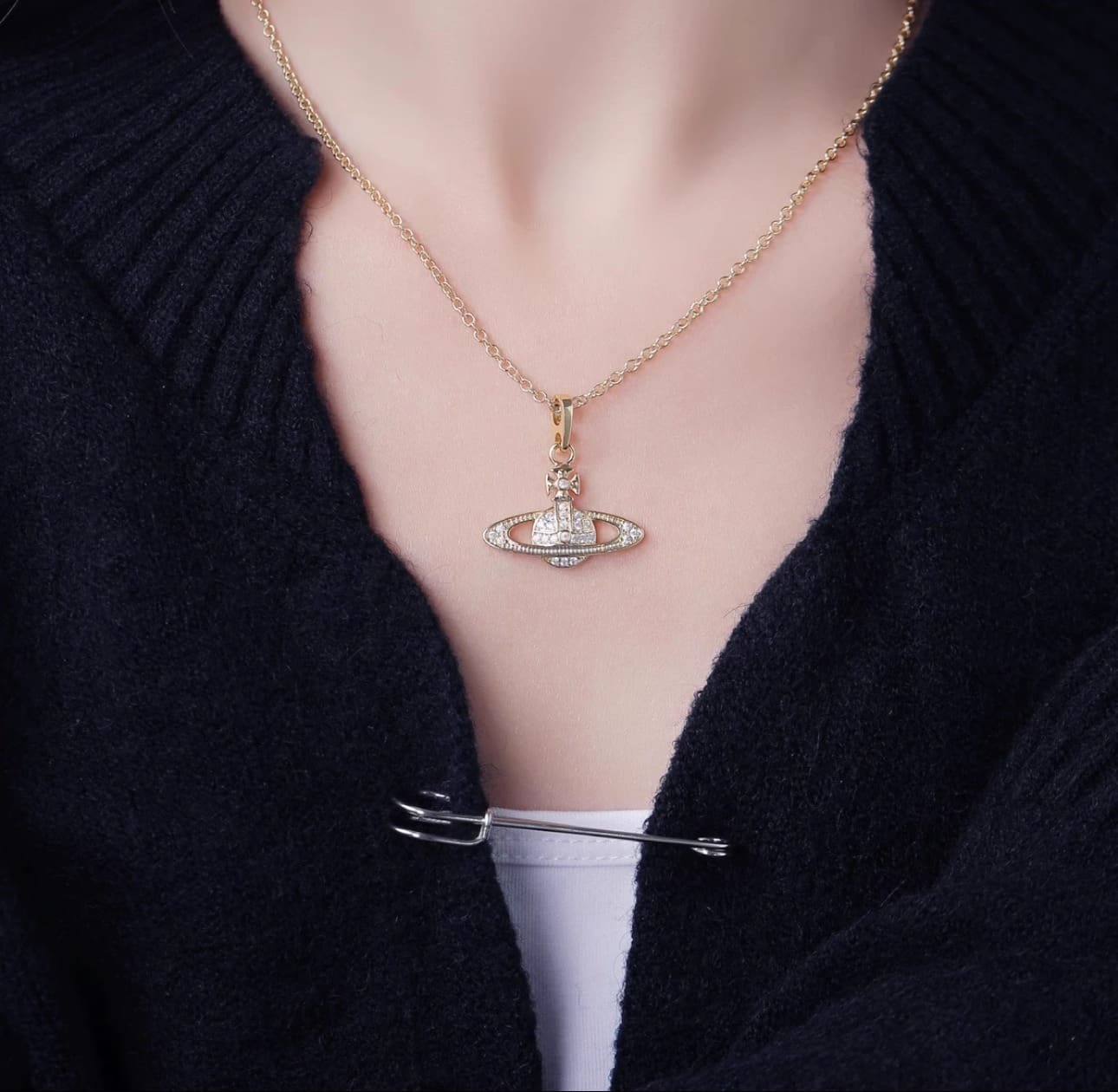 Vivienne Westwood Saturn Pearl Necklace Empress Dowager Pin Pearl Necklace