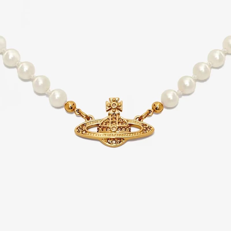 Vivienne Westwood Saturn Pin Pearl Necklace for Women Luxury Clavicle Chain