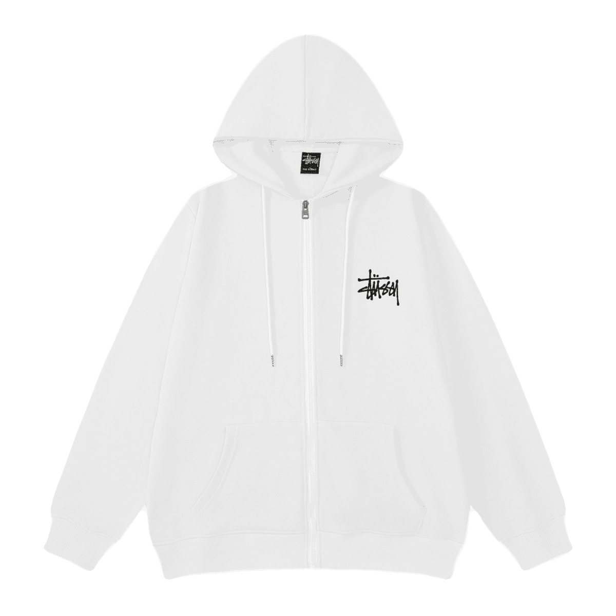 Stussy Letter Print Cotton Cardigan Sweater Hooded Coat