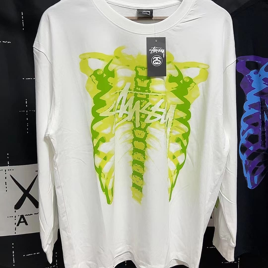 Stussy Skull X-Ray Print Long Sleeve T-Shirt for Men and Women