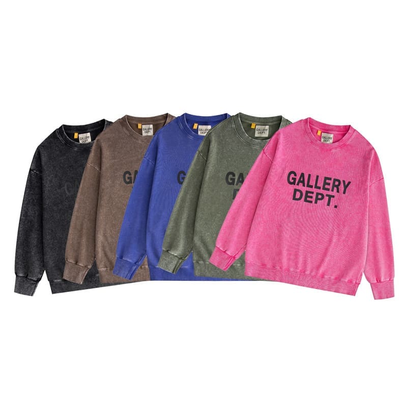 Gallery Dept Letter Logo Washed Terry Round Neck Sweater for Men and Women