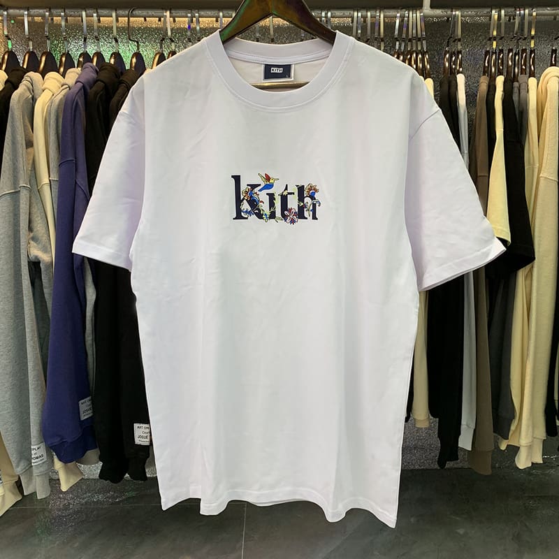 Kith Begonia Floral Logo Tee Cotton Short Sleeve T-Shirt for Men and Women