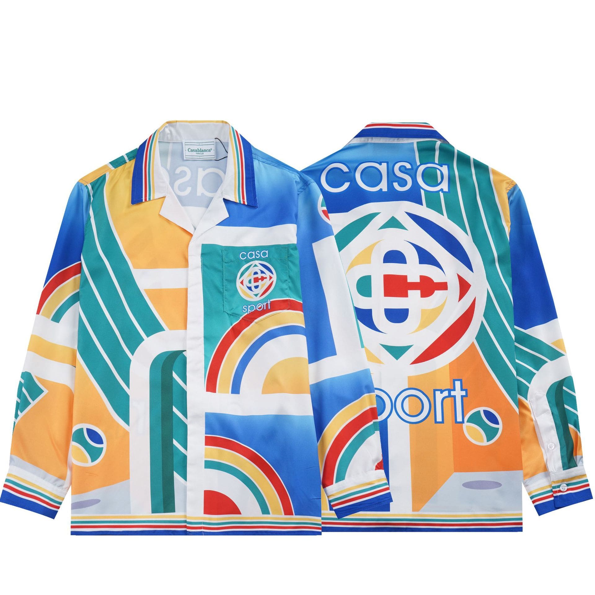 Casablanca Long Sleeve Printed Beach Shirt for Men A