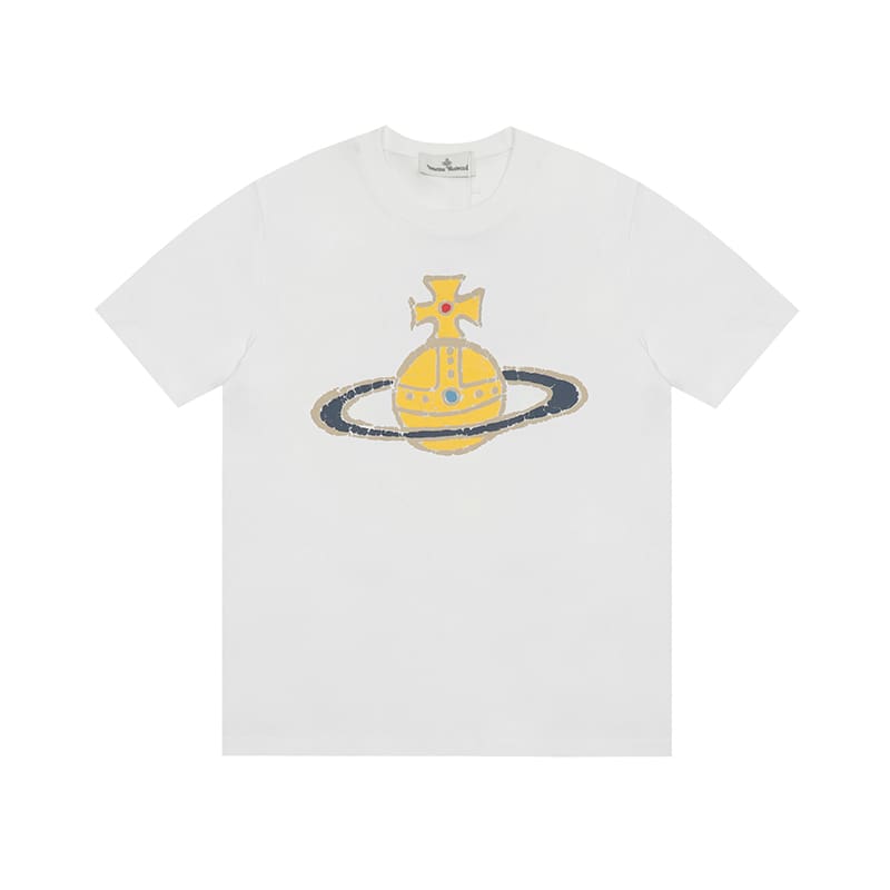 Vivienne Westwood Splash-Ink Embroidered Star Print Round Neck T-Shirt Half Sleeve