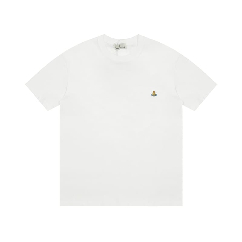 Vivienne Westwood Couple Print Embroidered Loose Cotton T-Shirt for Men and Women