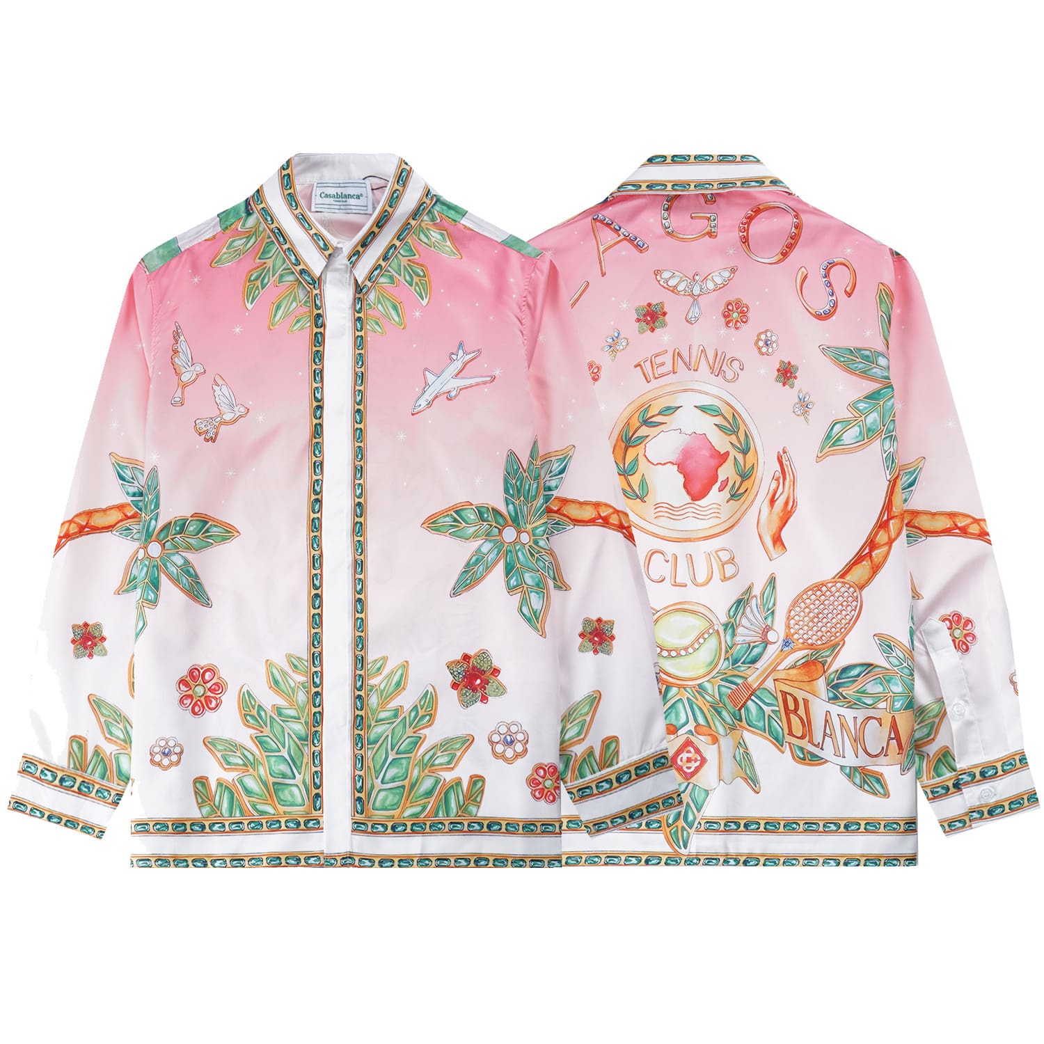 Casablanca Long Sleeve Printed Beach Shirt for Men A