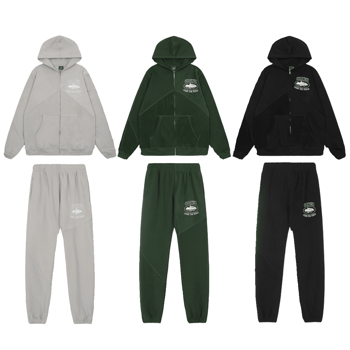 Corteiz Patchwork Long Sleeve Sweatshirt and Sweatpants Set for Autumn and Winter