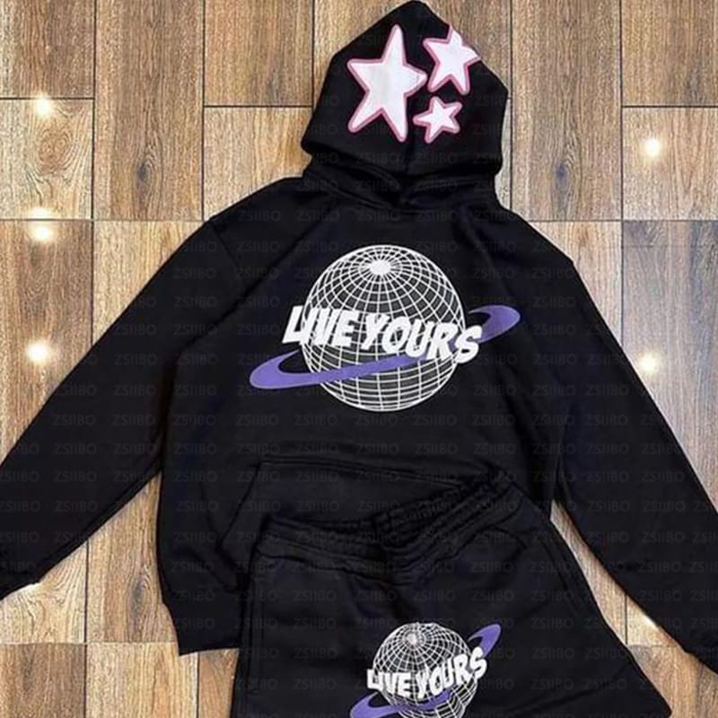 Letter Puff Print Hoodie Harajuku Street Style Loose Pullover