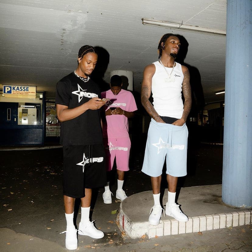 NOFS Letter Print Shorts Suit European Hip Hop Style High Street Sports Set