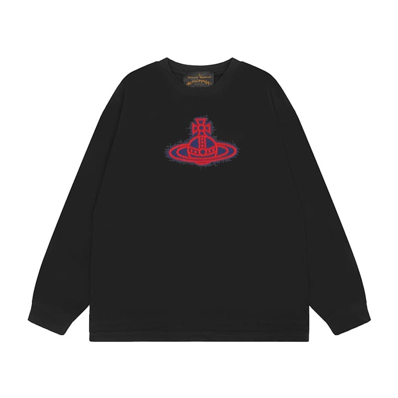 Vivienne Westwood Splash-Ink Embroidered Long Sleeve T-Shirt for Men and Women
