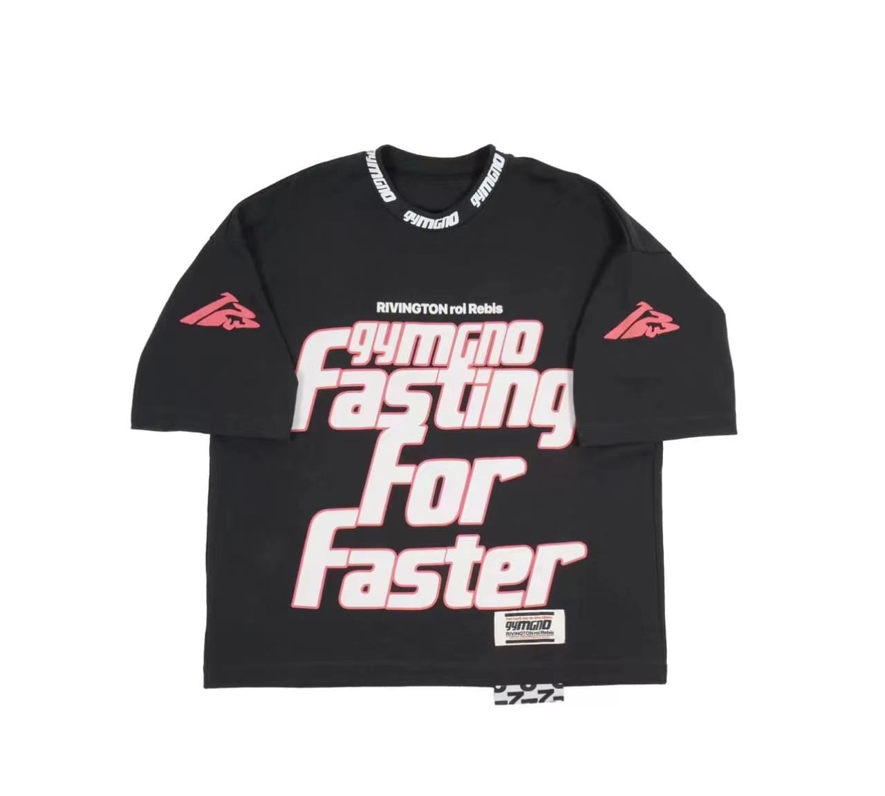 RRR123 Graffiti Letter Print Loose Round Neck T-Shirt