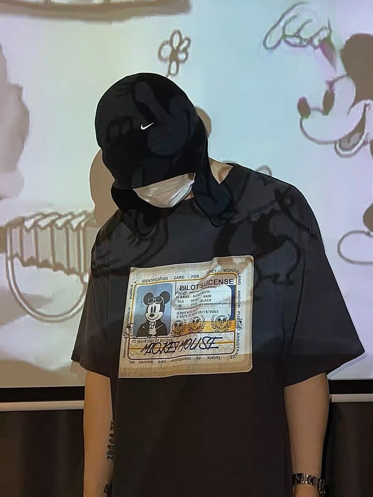 Saint Michael Mickey Mouse Vintage Washed VTG Short Sleeve T-Shirt for Men and Women