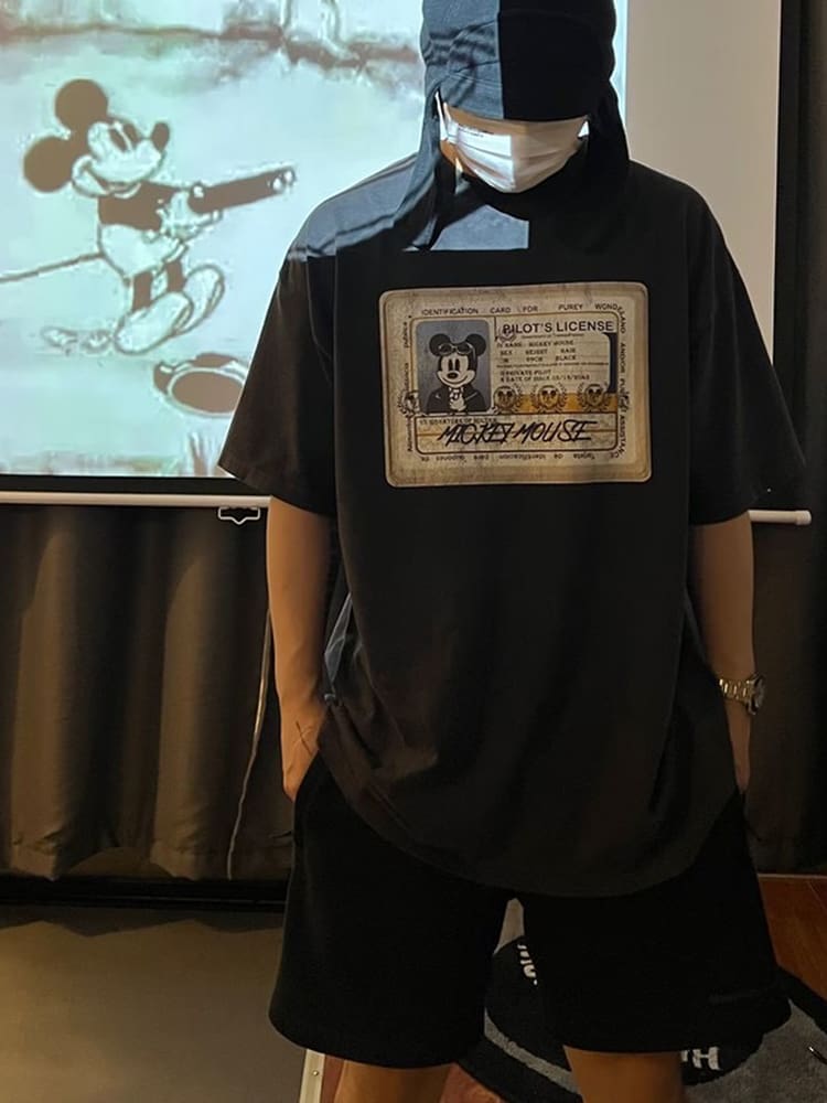 Saint Michael Mickey Mouse Vintage Washed VTG Short Sleeve T-Shirt for Men and Women