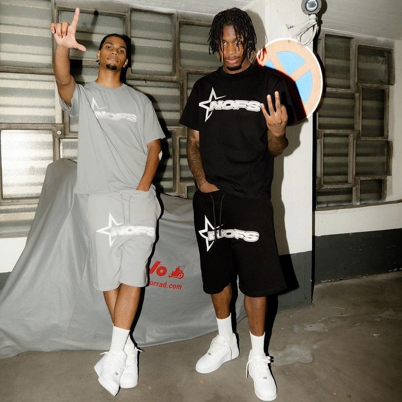 NOFS Letter Print Shorts Suit European Hip Hop Style High Street Sports Set