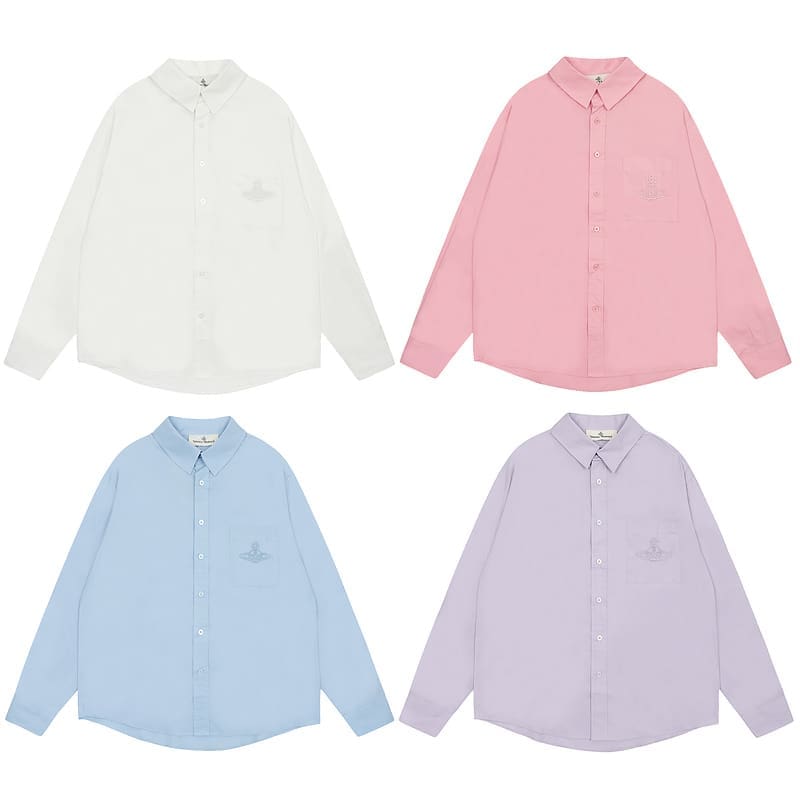 Vivienne Westwood Embroidered Loose All-Match Long-Sleeved Casual Shirt