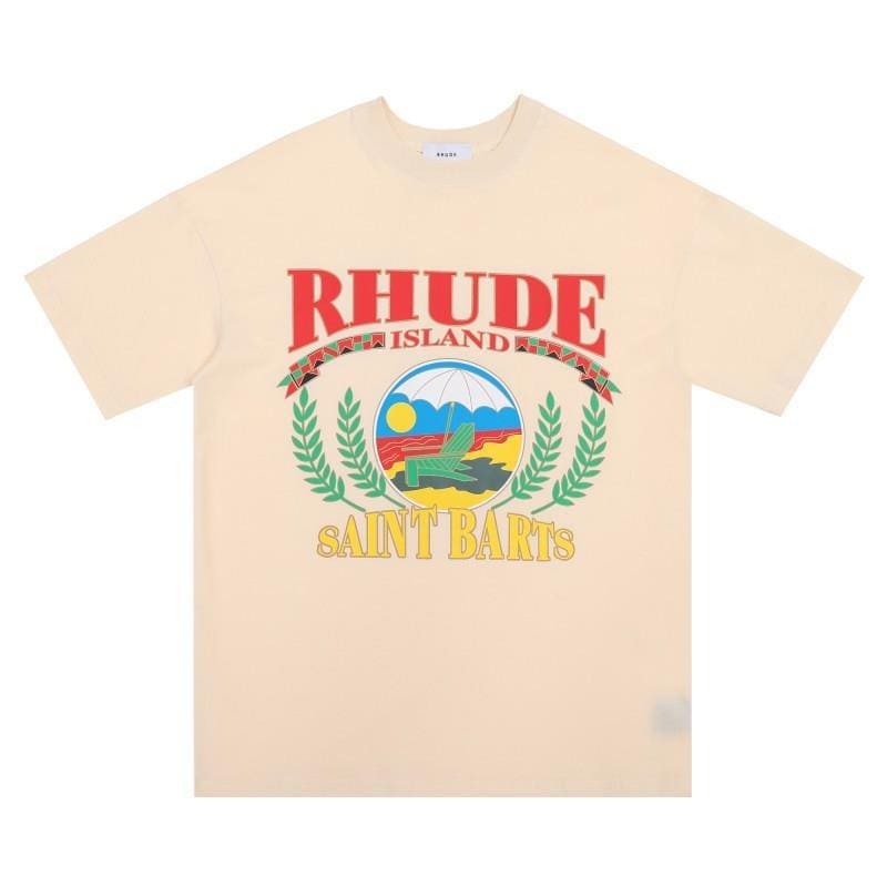 High Street Loose Oversized American Fashion Brand RHUDE Printed Short Sleeve T-Shirt for Couples