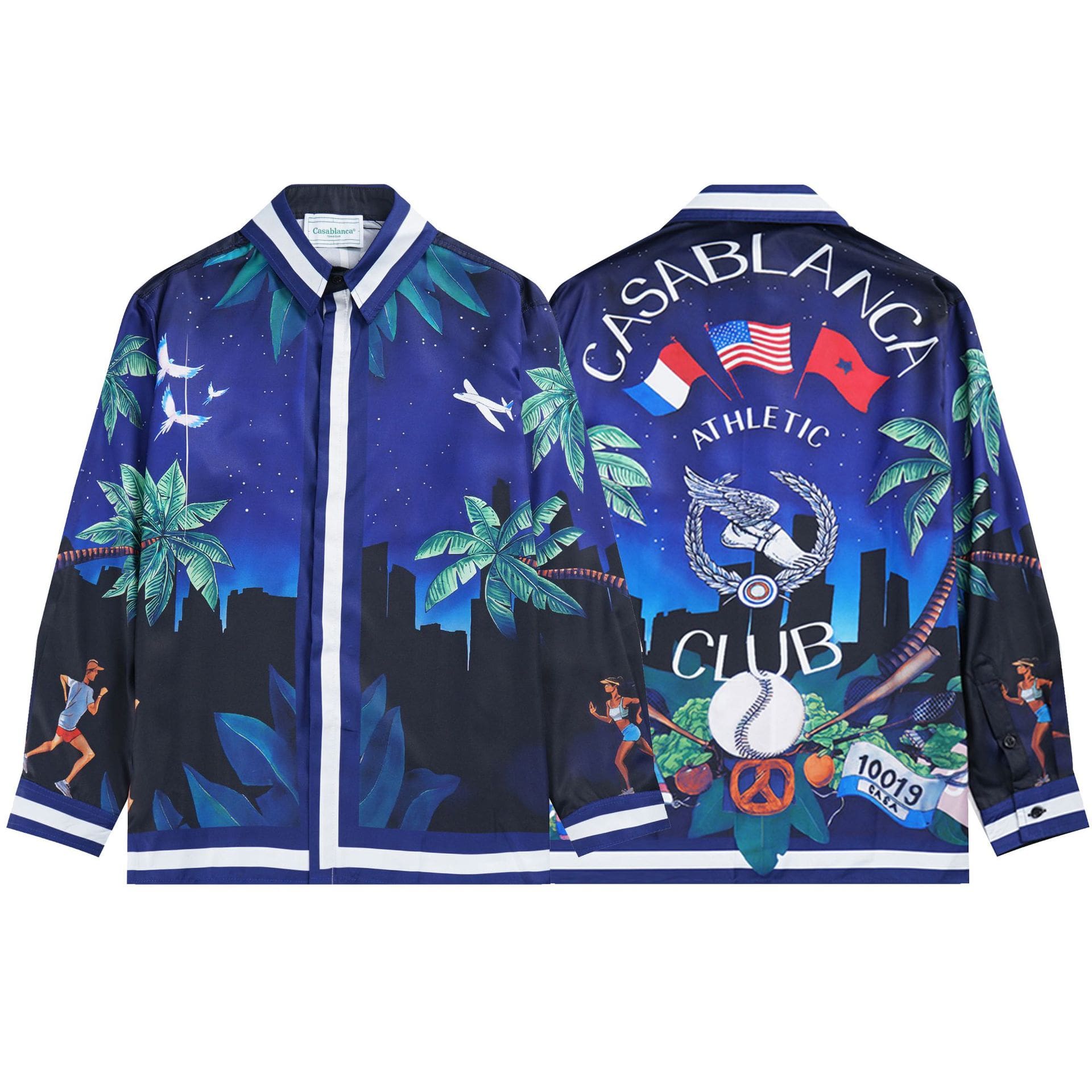 Casablanca Long Sleeve Printed Beach Shirt for Men A