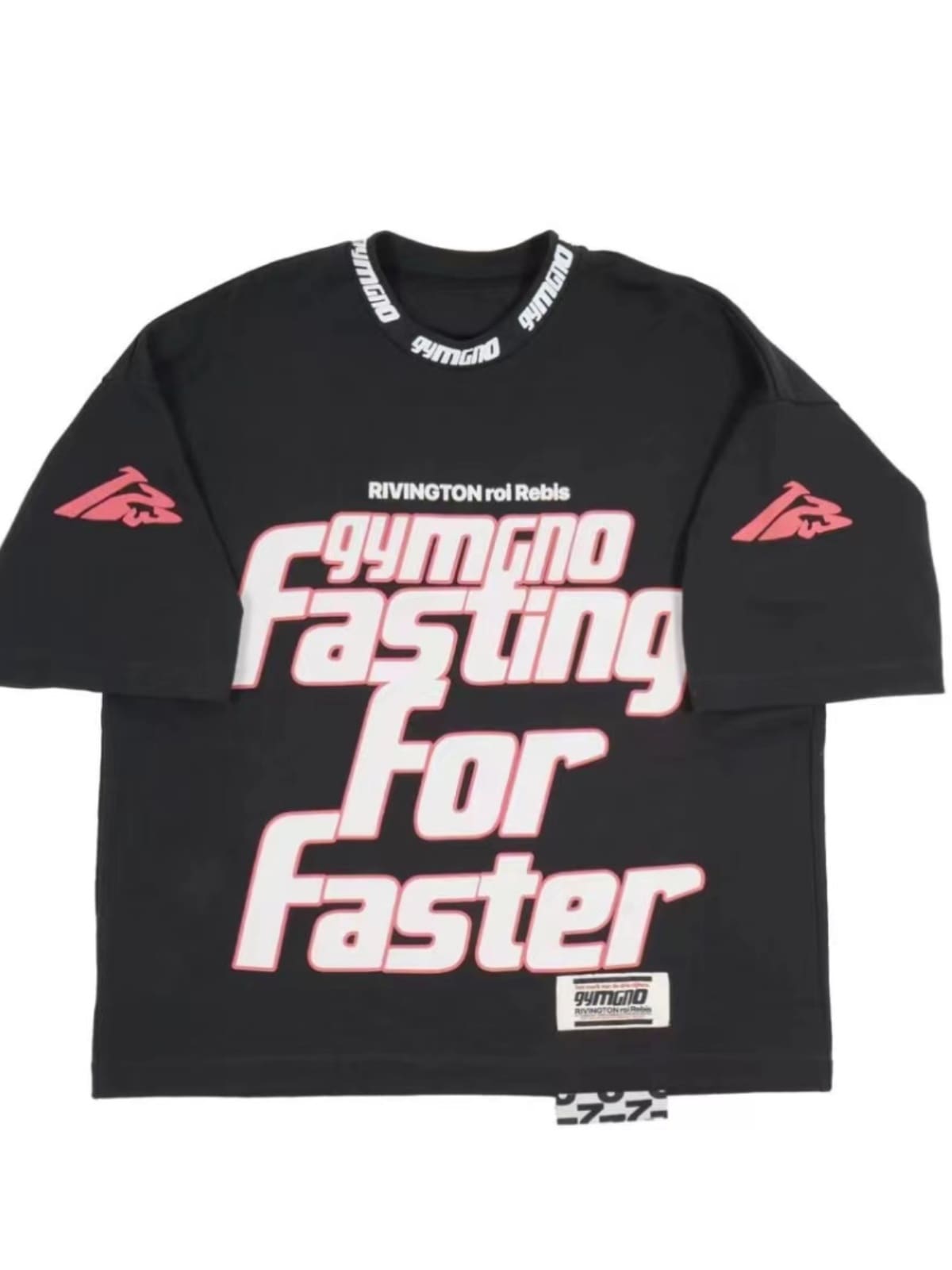 RRR123 Graffiti Letter Print Loose Round Neck T-Shirt
