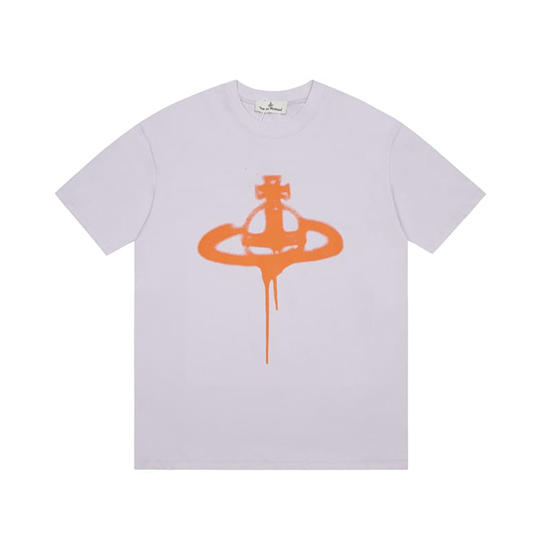 Vivienne Westwood Splash-Ink Embroidered Star Print Round Neck T-Shirt Half Sleeve