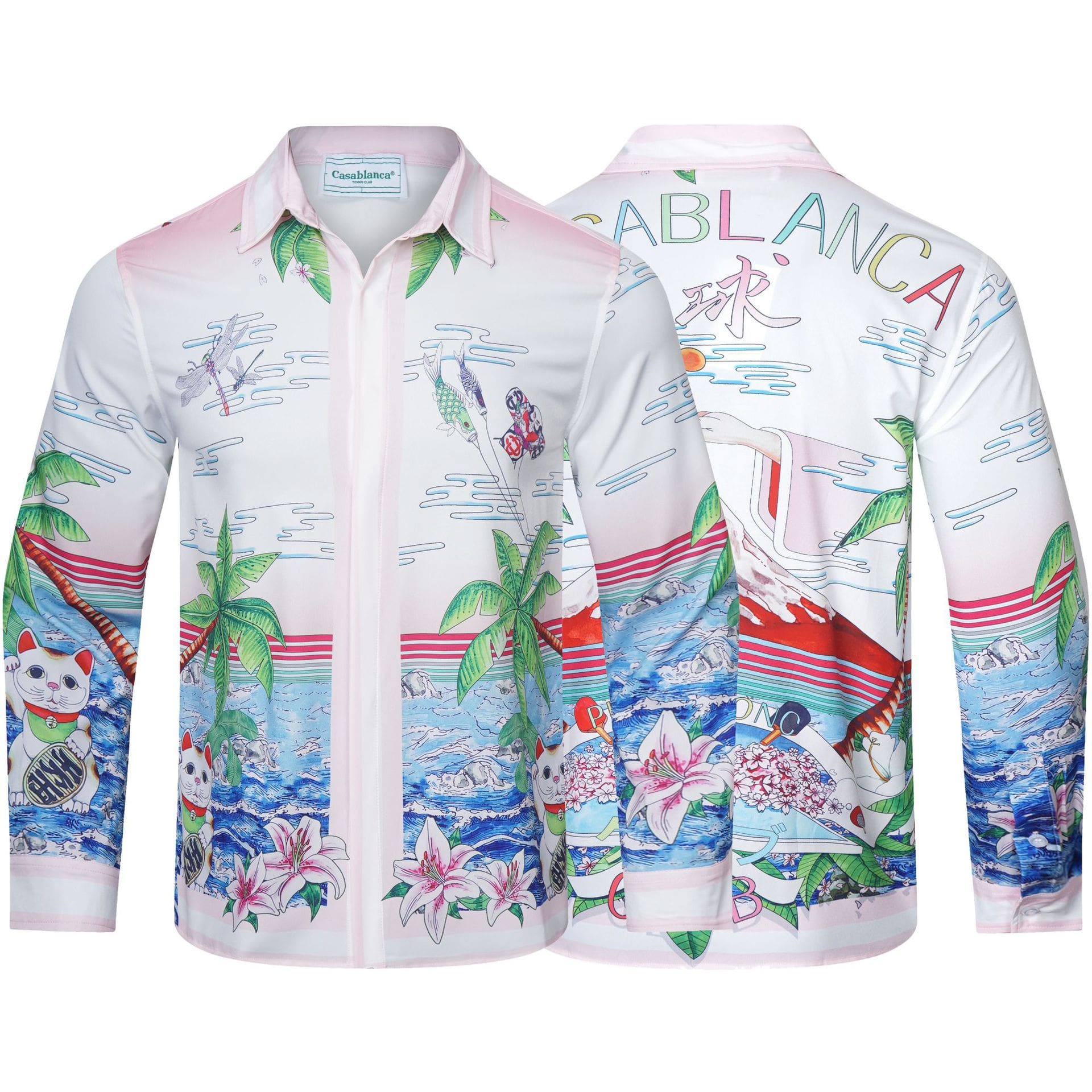Casablanca Digital Spray Print Long Sleeve Fashion Shirt for Men